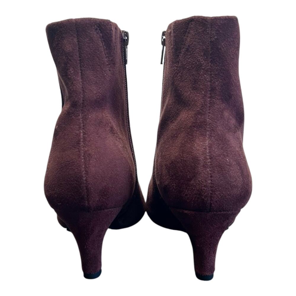 Women’s 9.5 Chocolate brown slim kitten heel pointed toe suede ankle booties - Picture 5 of 7